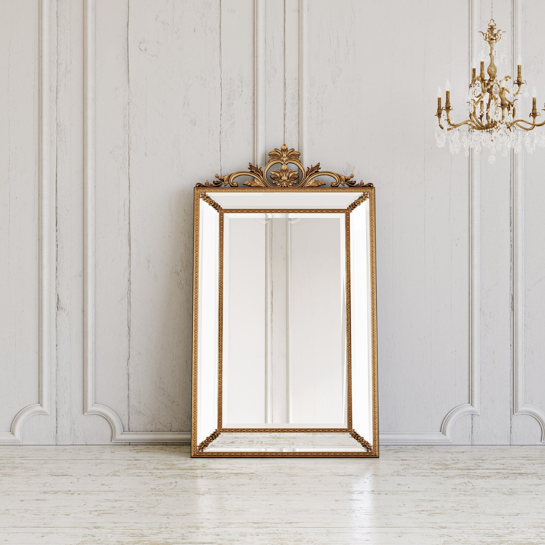 Villecerf Mirror, French Gilt Gold Mirror with Intricate Carvings-Manoir