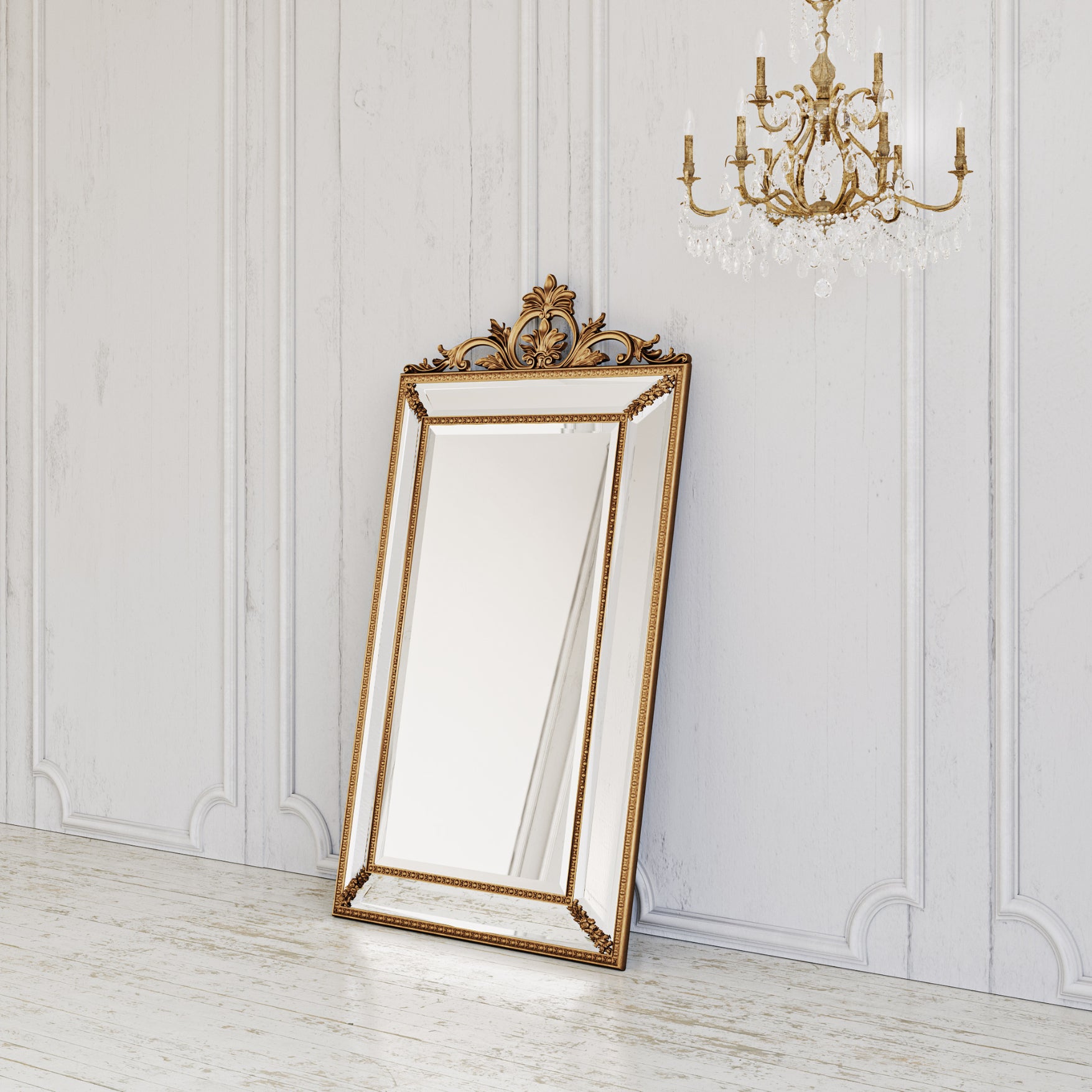 Villecerf Mirror, French Gilt Gold Mirror with Intricate Carvings-Manoir