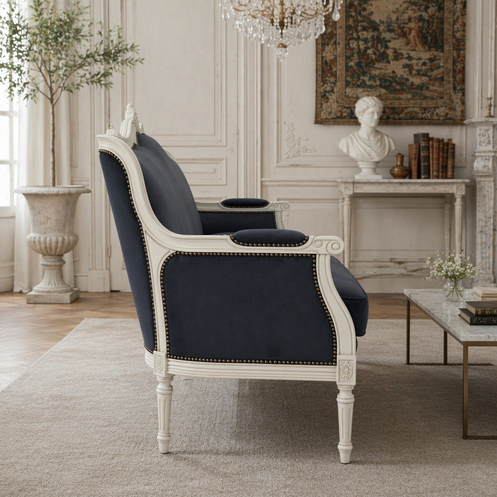 The Deauville Sofa, Charcoal Velvet