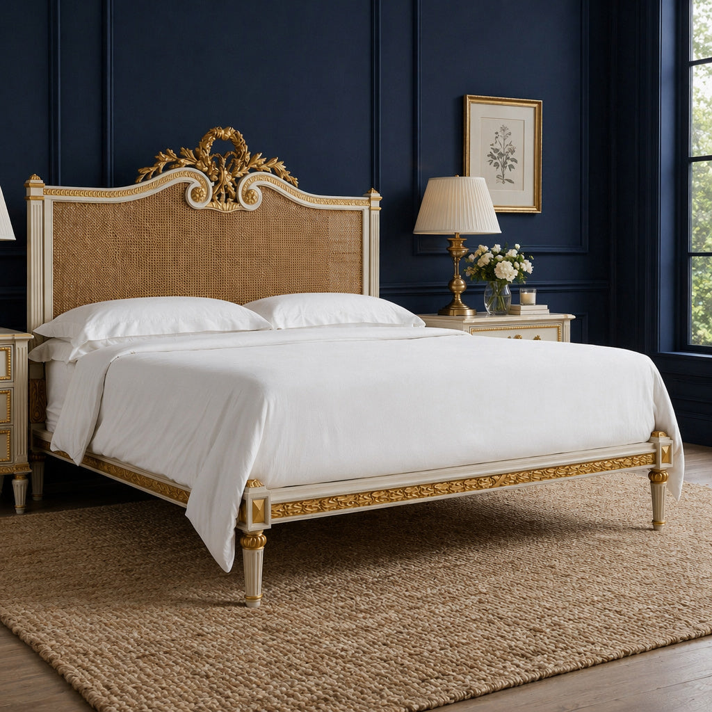 Isabelle Gilt Cane Bed, King Size