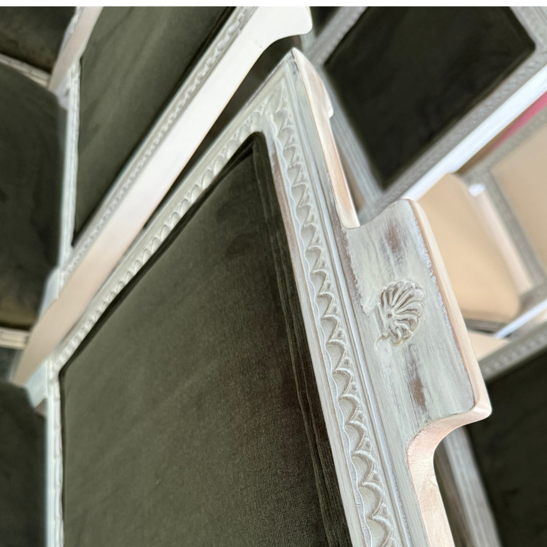 Gustavian Dining Chairs, Grey-Green Velvet