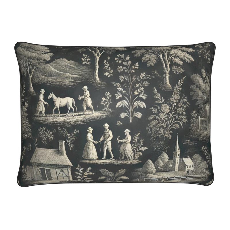 Soft Furnishings - Dark Grey Toile Cushions - Rectangle