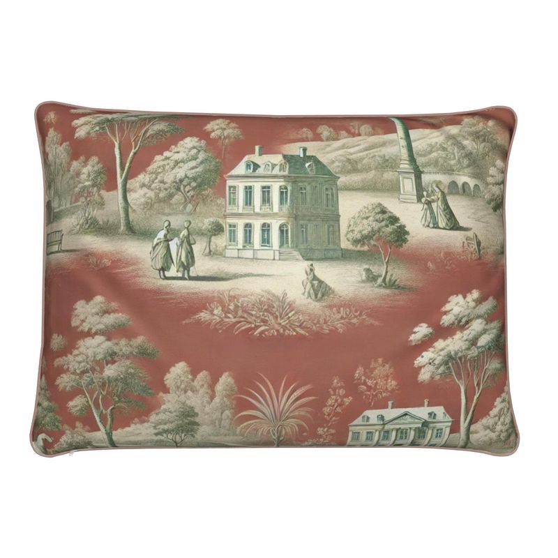 Soft Furnishings - Vert Corail French Toile Pillow - Rectangle
