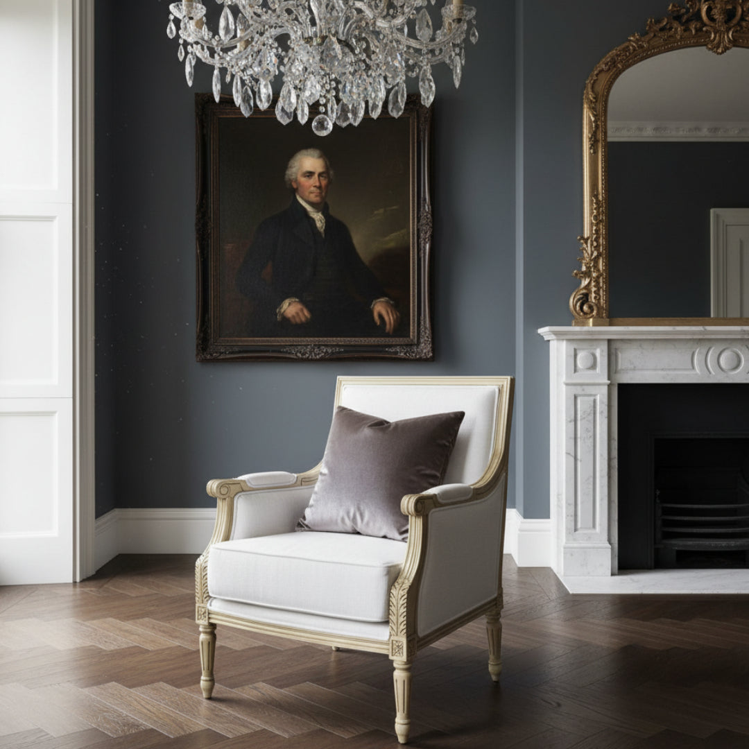The Luxembourg Armchair (White Linen)