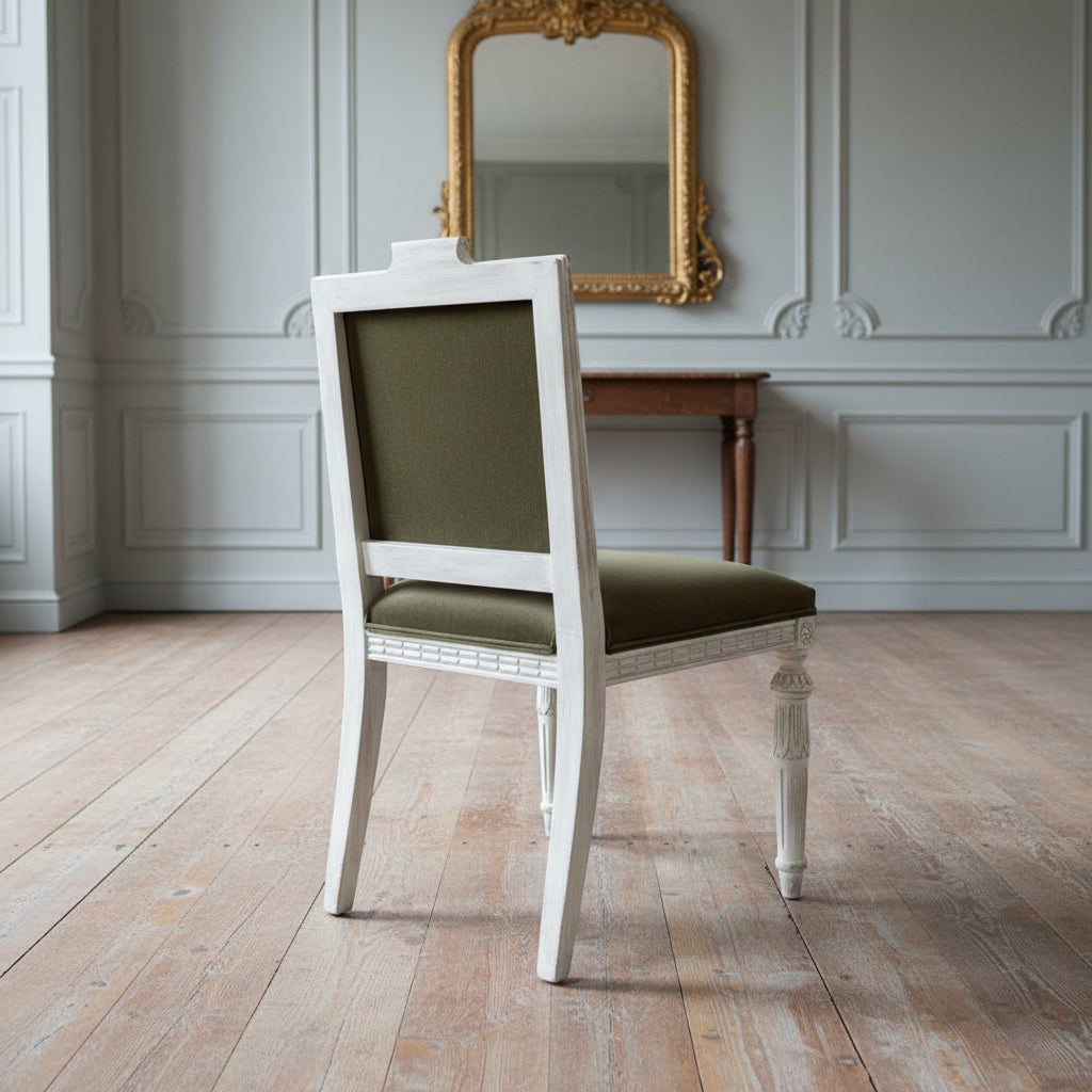 Gustavian Dining Chairs, Grey-Green Velvet
