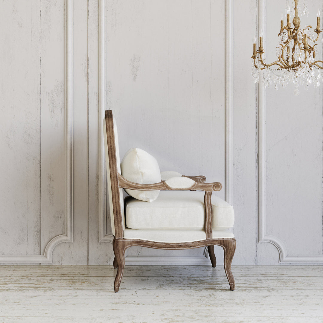 Reims Armchair (White Linen)-Manoir