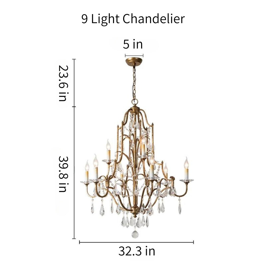 Lighting - Élégance Gold And Crystal Chandelier