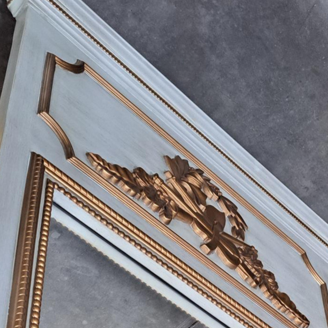 Orpheus Mirror - Antiqued Blue-Grey