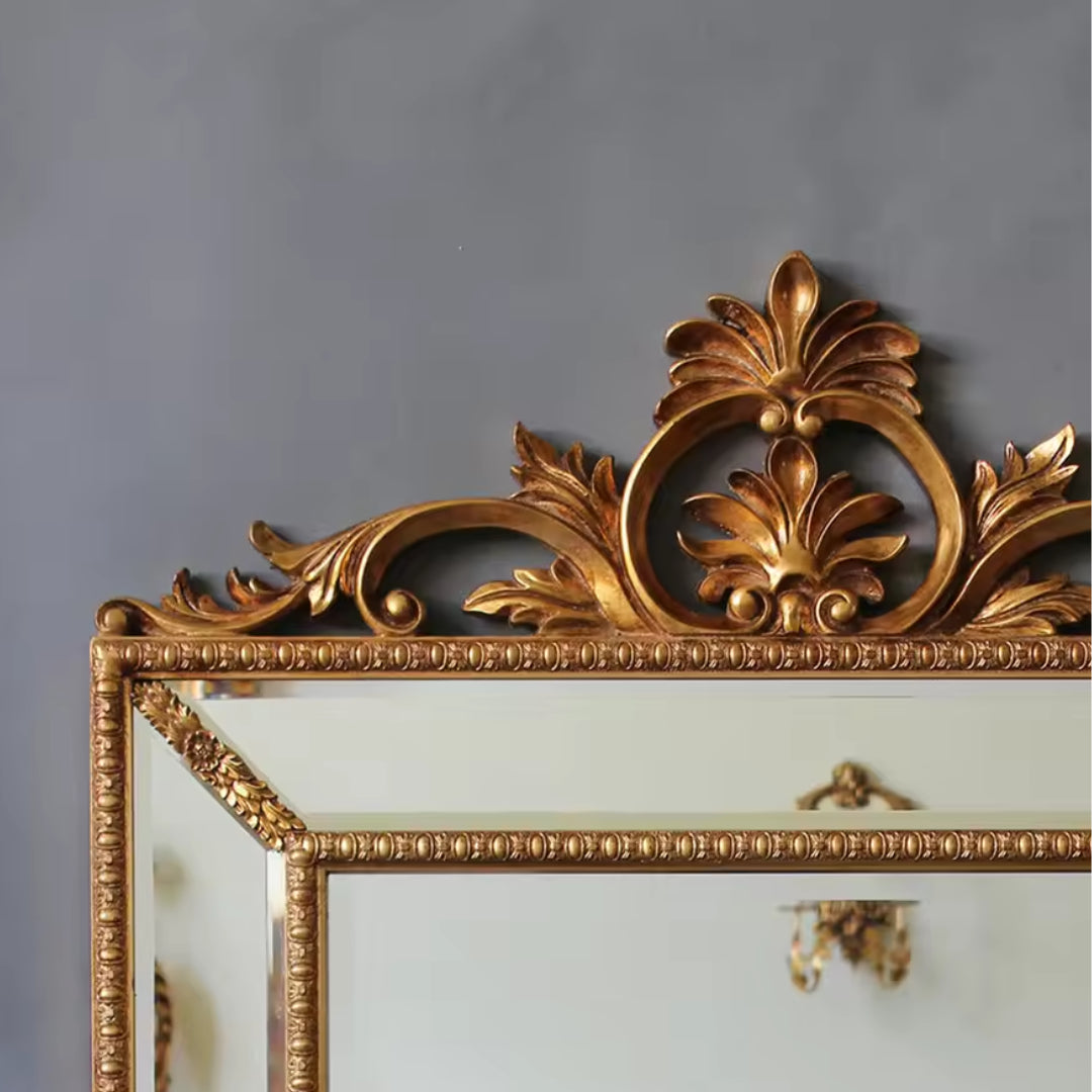 Objects & Accessories - Villecerf Mirror, French Gilt Gold Mirror With Intricate Carvings