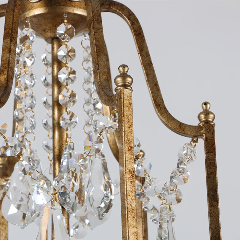 French vintage-style gold and crystal chandelier