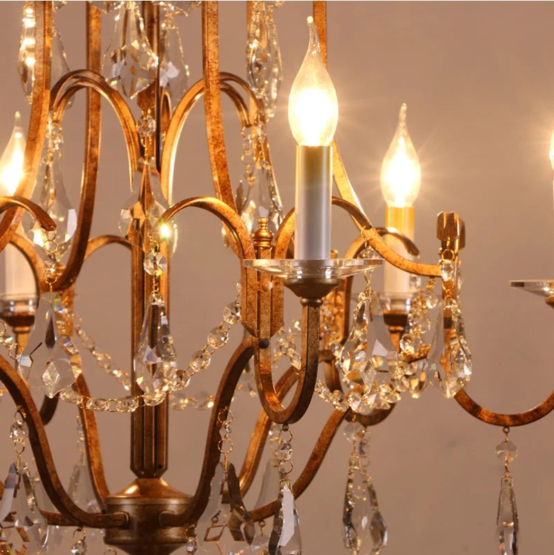 Élégance Gold and Crystal Chandelier (3 Sizes Available)