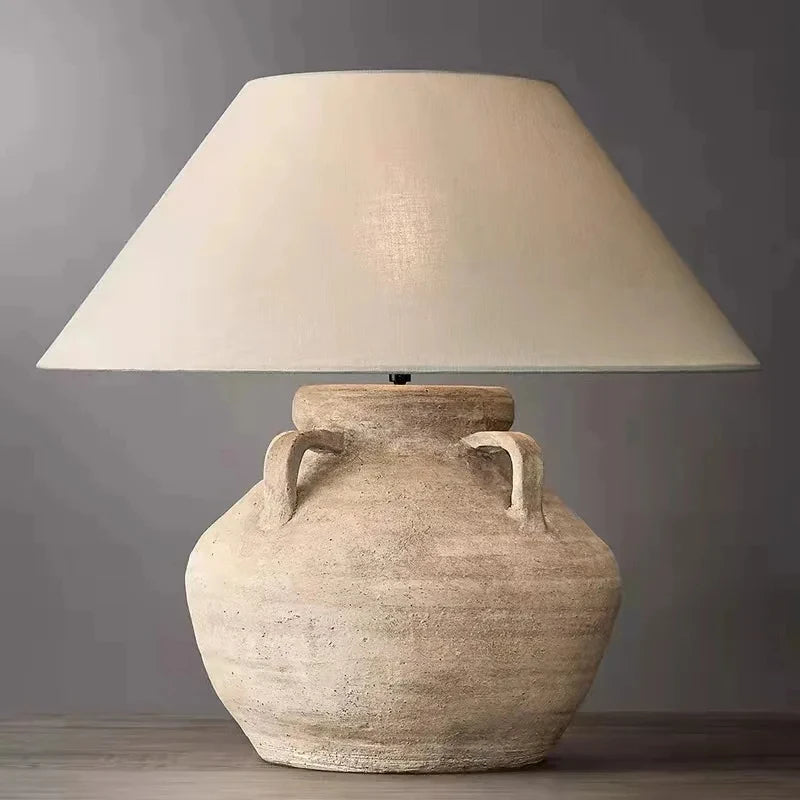 Serenity handcrafted lamp with French artisan detailing and fabric shade