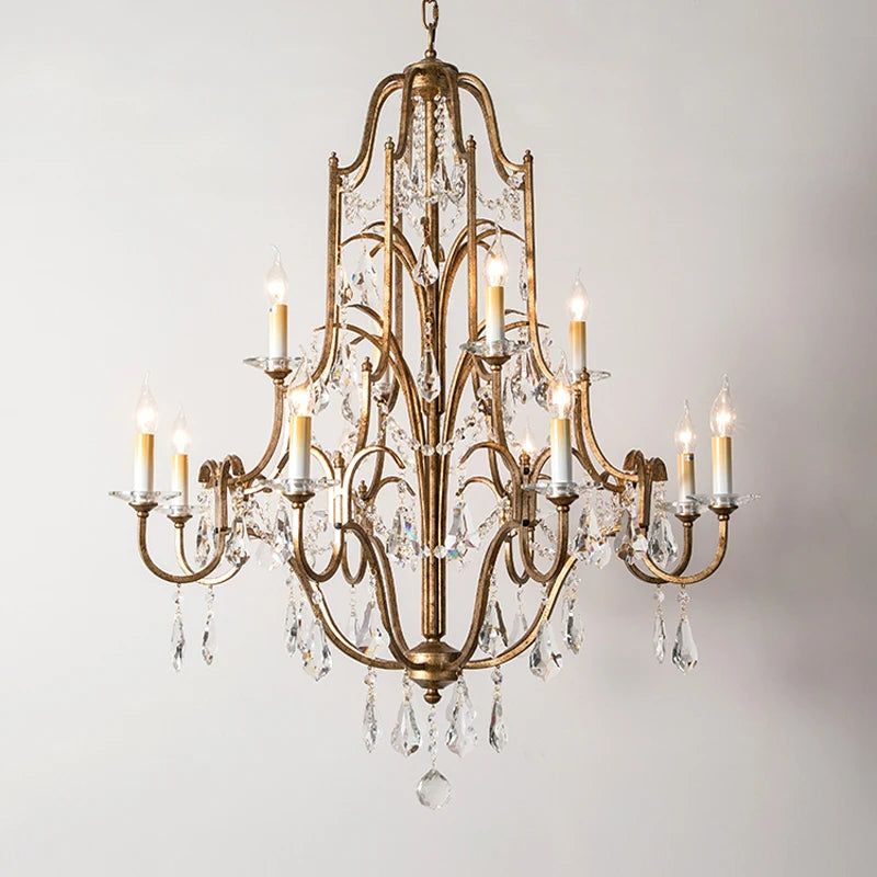 French vintage-style gold and crystal chandelier