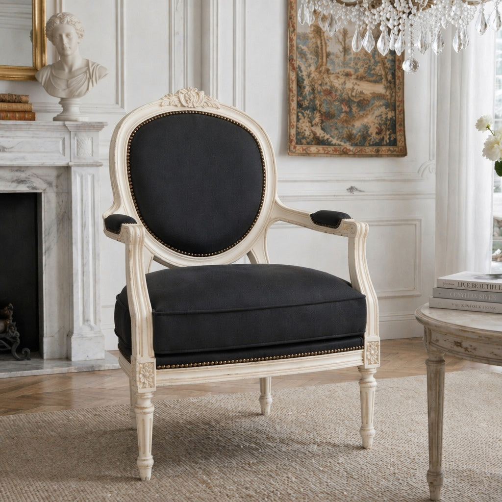 The Deauville Louis Chair, Charcoal Velvet