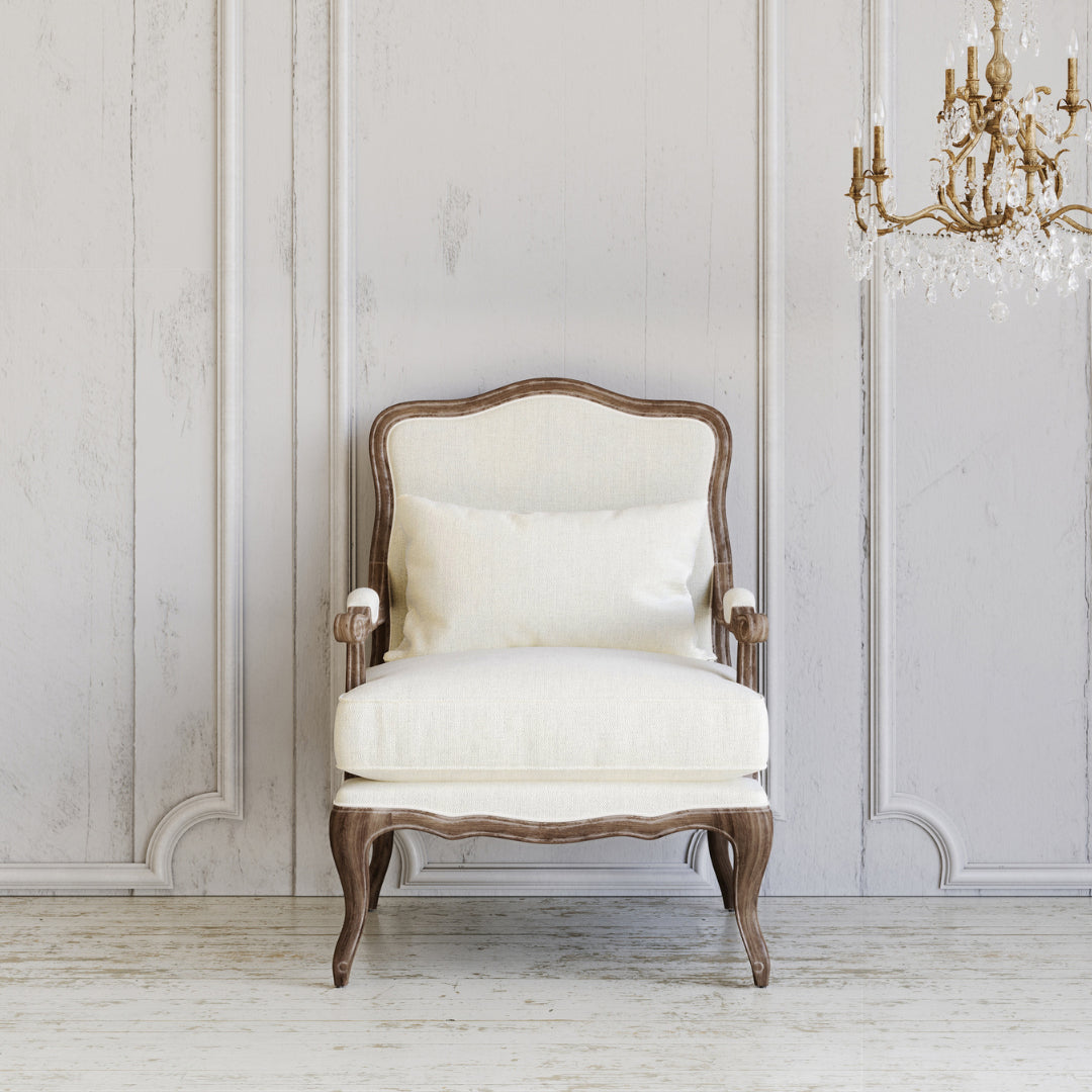 Reims Armchair (White Linen)-Manoir