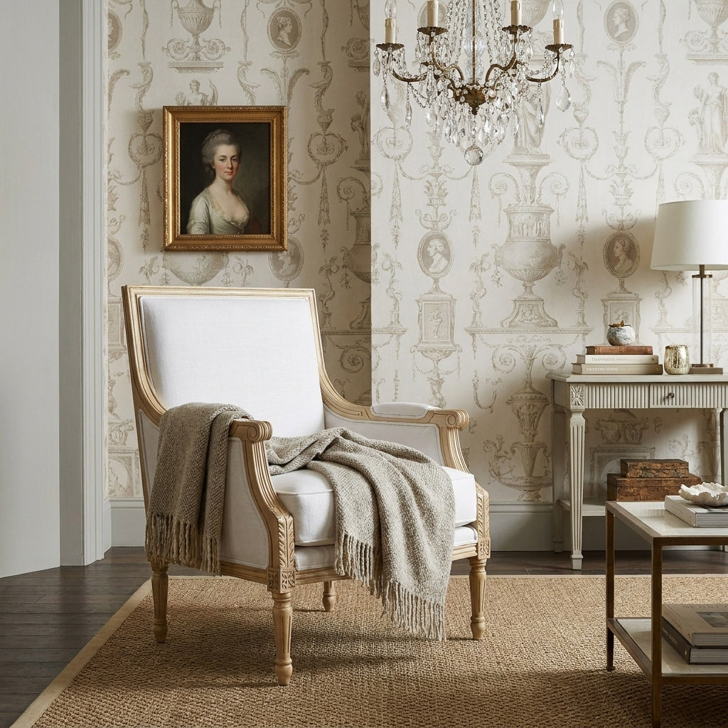 The Luxembourg Armchair (White Linen)
