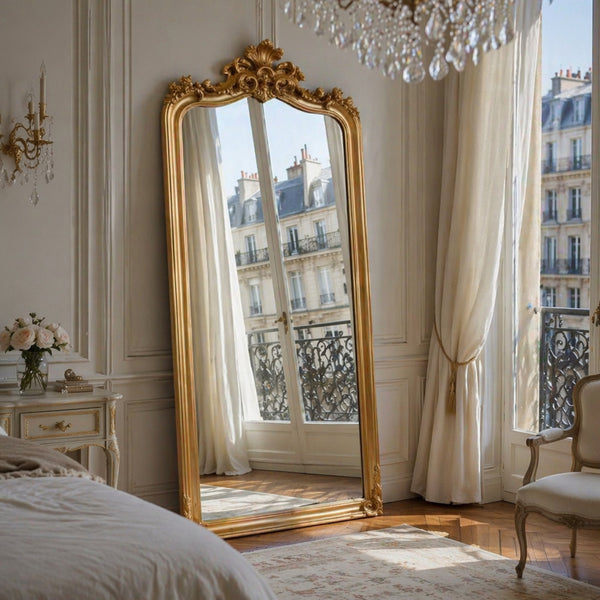 Jardinière Mirror | Hand-Carved Gilt Gold French Wall Mirror with