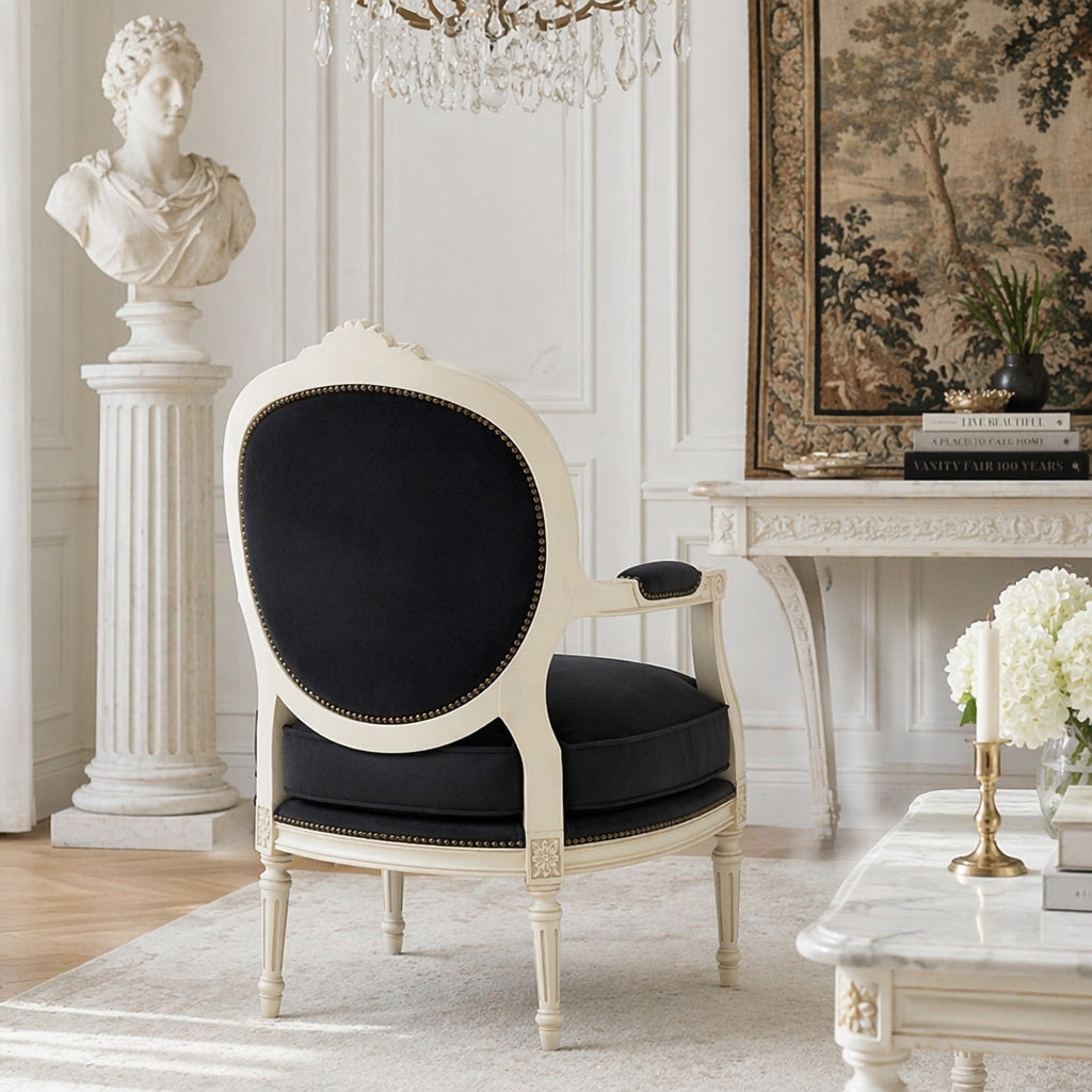 The Deauville Louis Chair, Charcoal Velvet