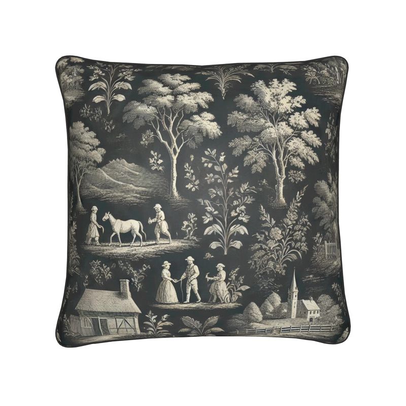 Soft Furnishings - Dark Grey Toile Cushions - Square