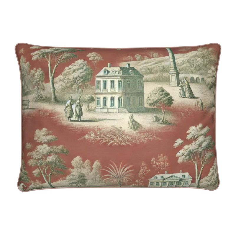 Soft Furnishings - Vert Corail French Toile Pillow - Rectangle
