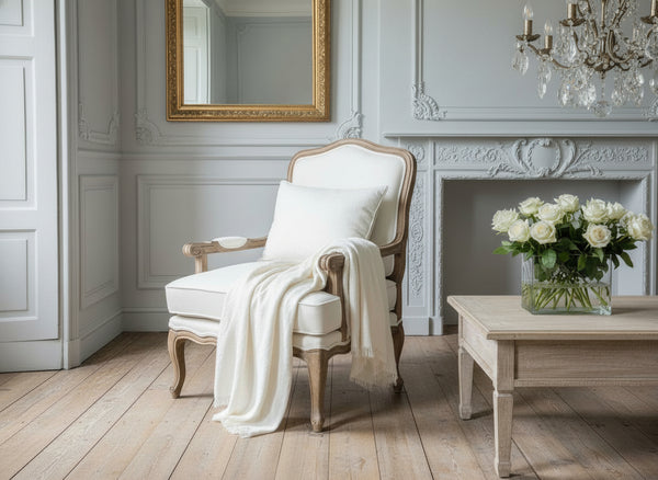 Reims Armchair White Linen | Classic French Vintage Seating | Louis XVI ...