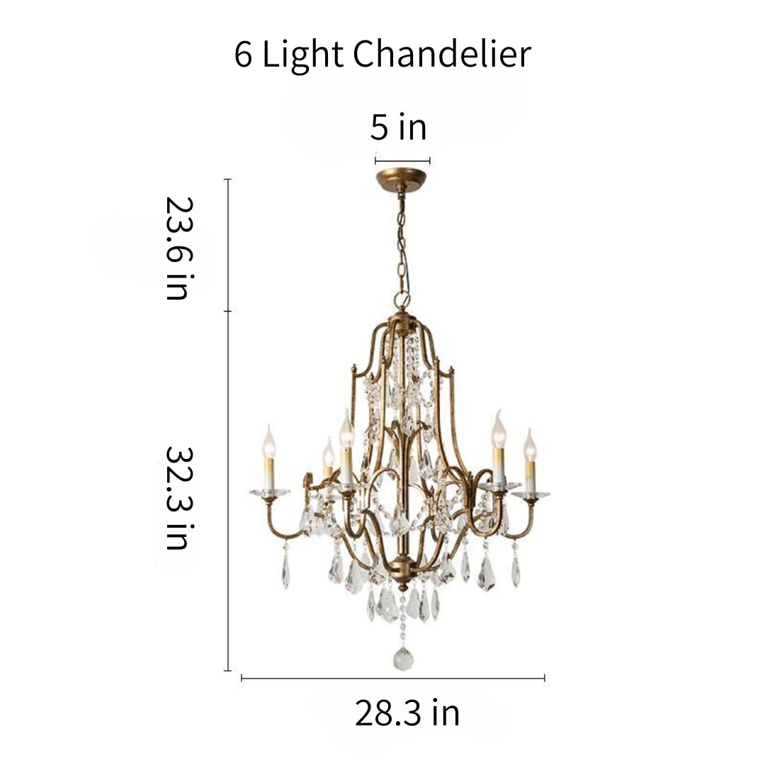 Élégance Gold and Crystal Chandelier (3 Sizes Available)