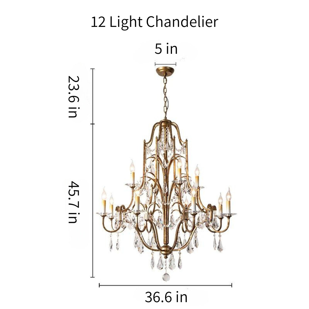 Élégance Gold and Crystal Chandelier (3 Sizes Available)