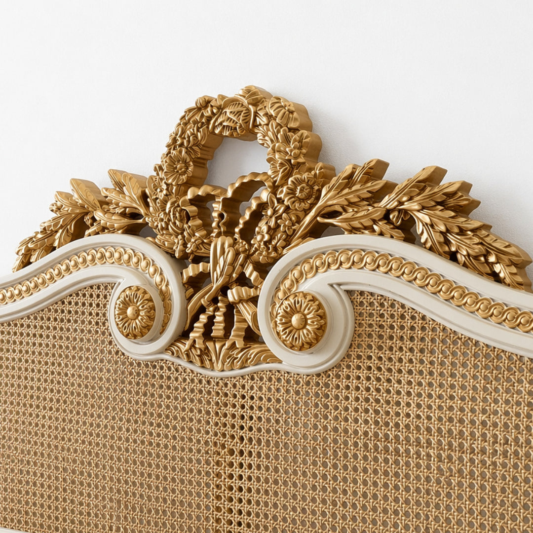 Isabelle Gilt Cane Bed, Queen Size