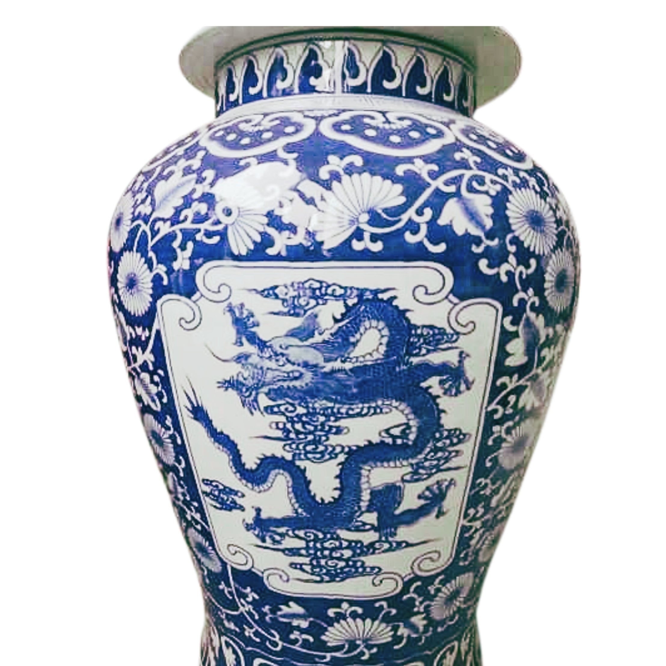 Chinoiserie Ginger Jar, Blue & White Dragon-Manoir