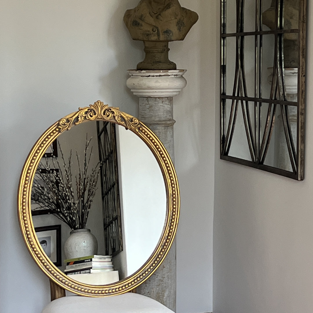 Objects & Accessories - Marais Mirror, Oval: French Gilt Gold Mirror With Elegant Details