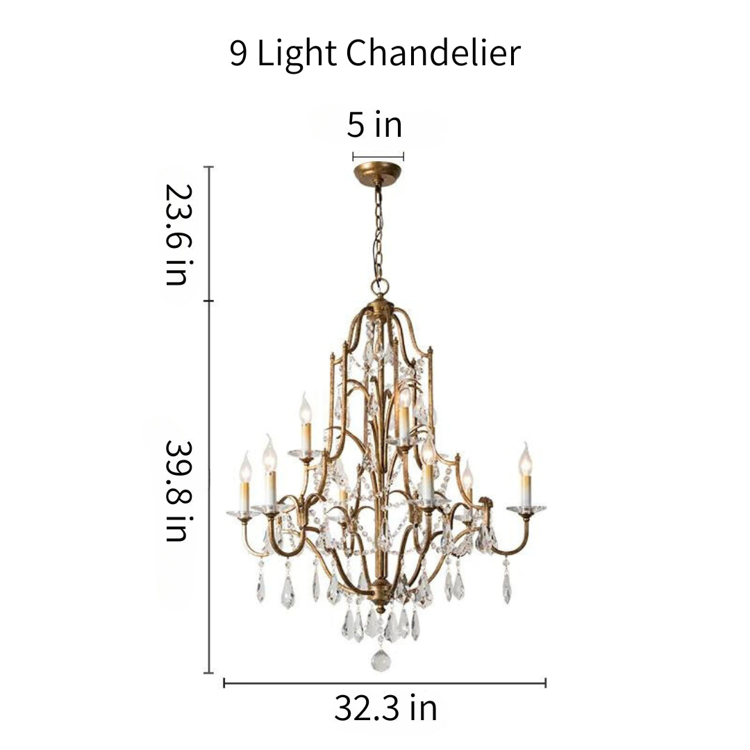 Lighting - Élégance Gold And Crystal Chandelier