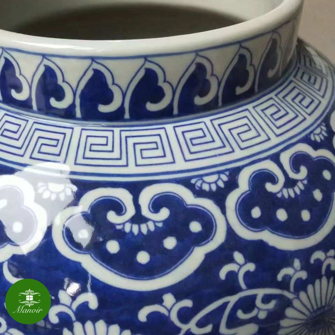 Chinoiserie Ginger Jar, Blue & White Dragon-Manoir