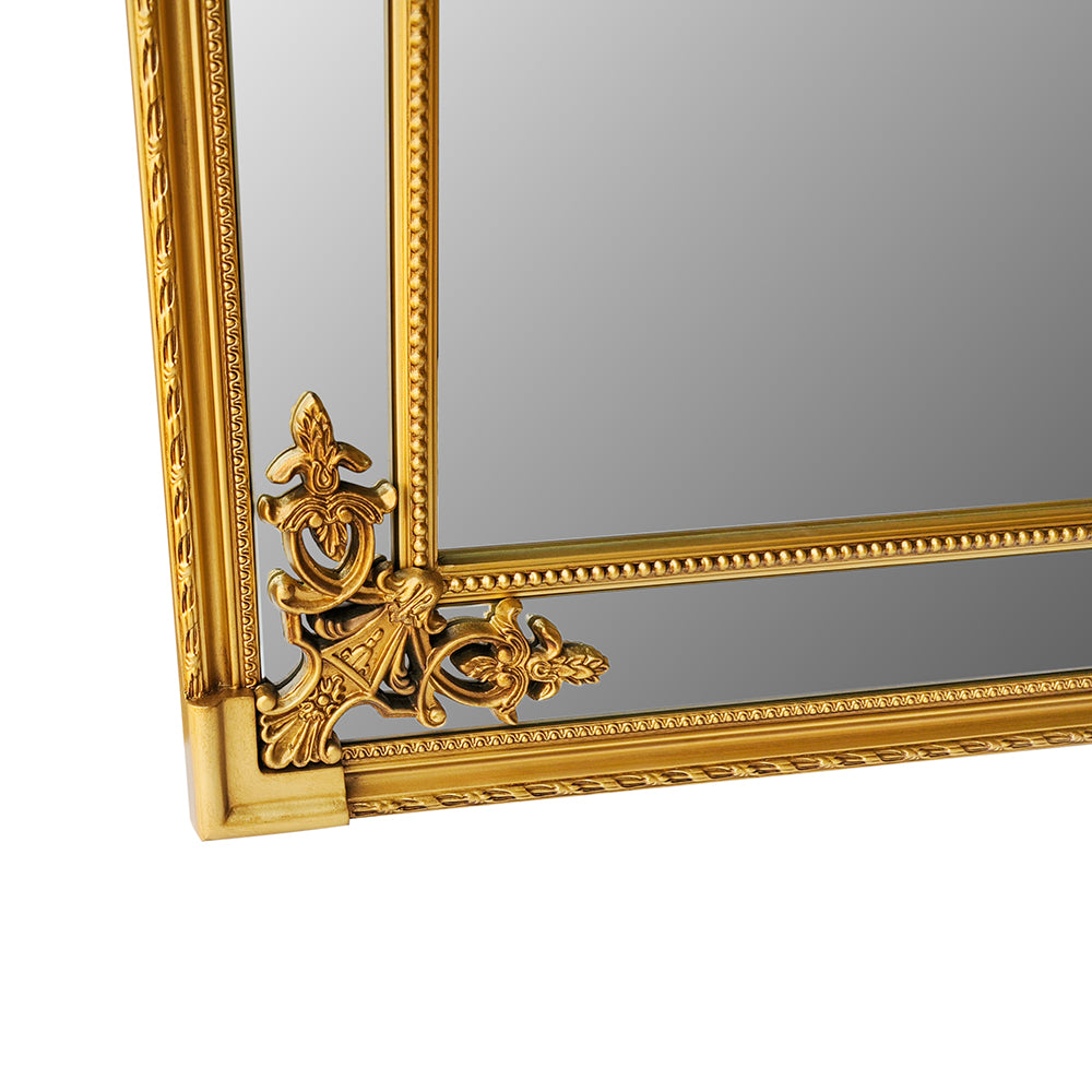 Manon Mirror: French Gilt Gold Floor Mirror with Intricate Carvings