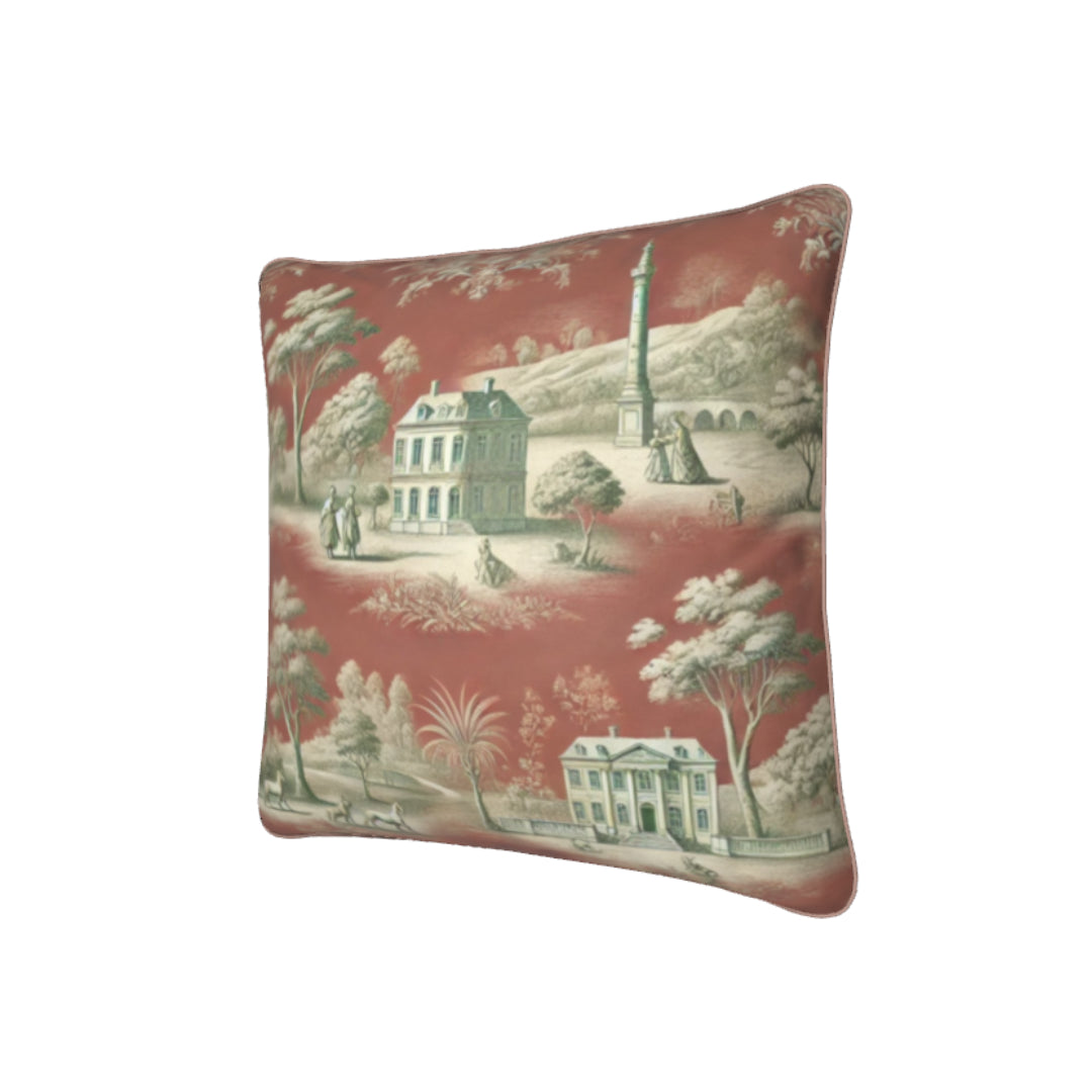 Soft Furnishings - Vert Corail French Toile Pillow - Square