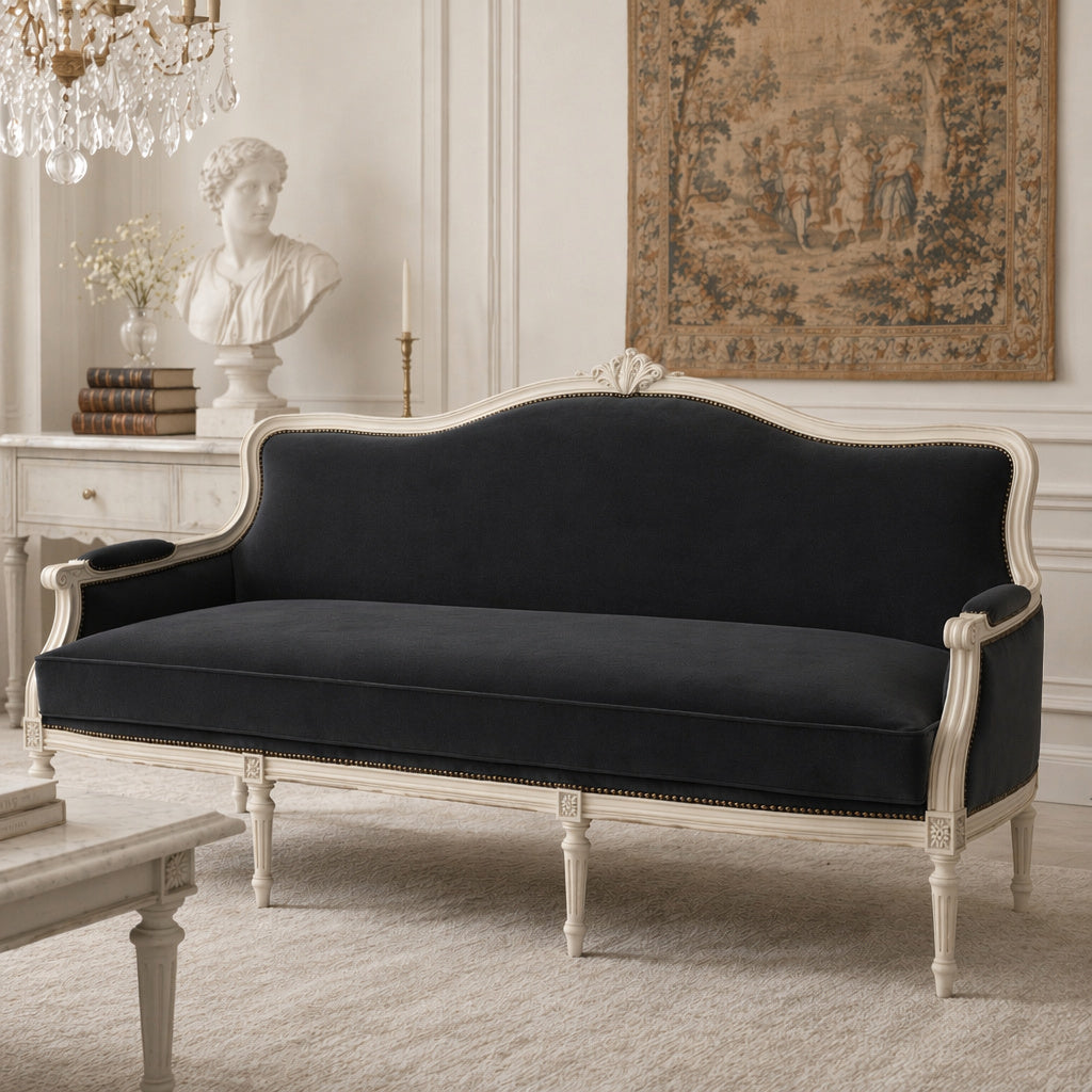The Deauville Sofa, Charcoal Velvet