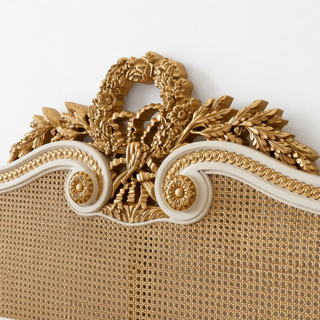 Isabelle Gilt Cane Bed, King Size