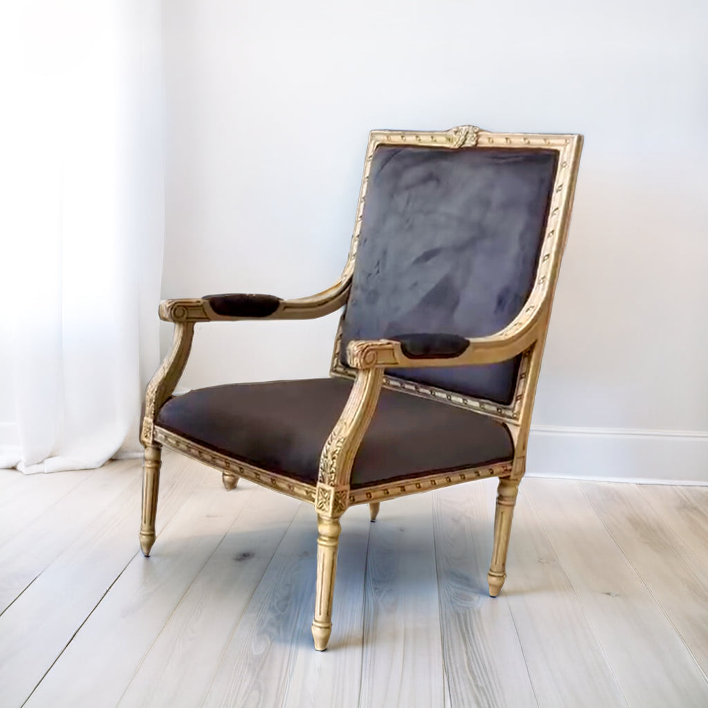 Furniture - The Élise Armchair (Charcoal Velvet)
