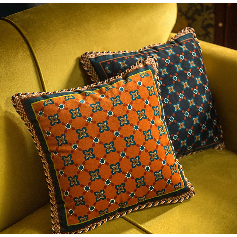 Velvet Quatrefoil Geometric Throw Pillows