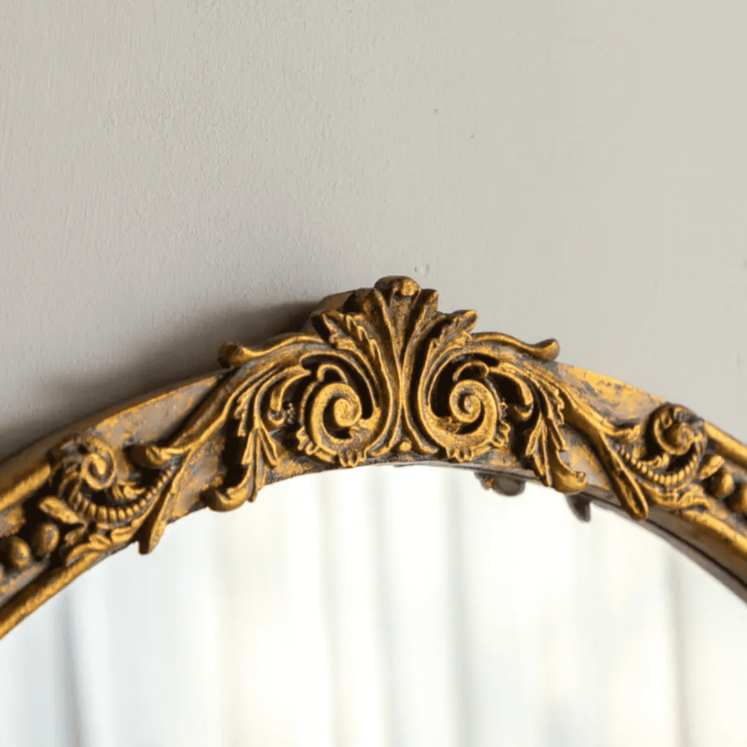 Objects & Accessories - Marais Mirror, Round: French Gilt Gold Mirror With Elegant Details
