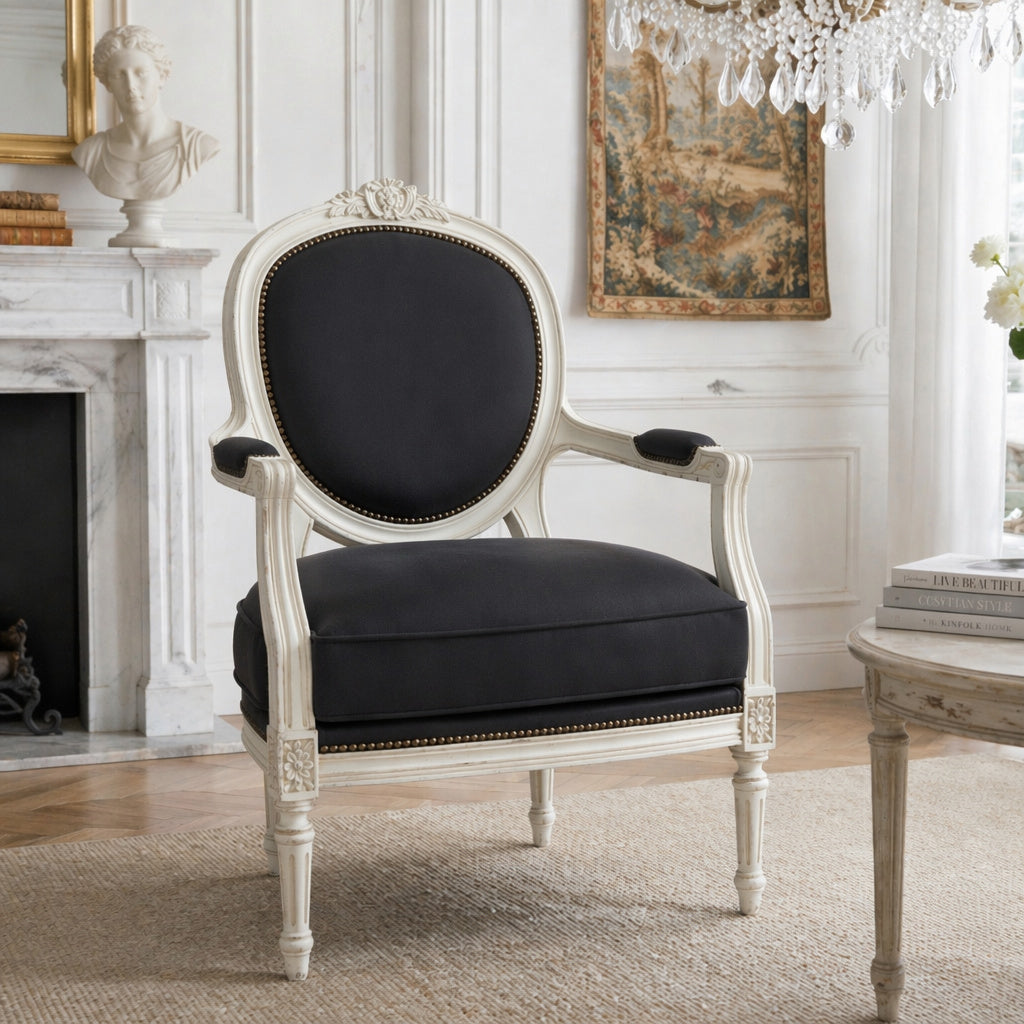 The Deauville Louis Chair, Charcoal Velvet