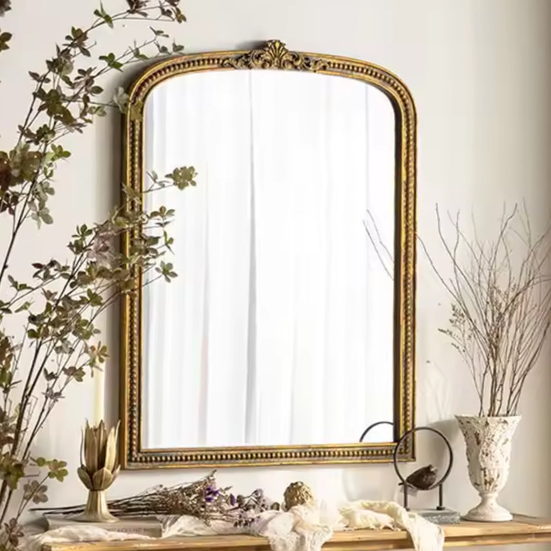Objects & Accessories - Palais Mirror: French Gilt Gold Mirror With Elegant Details