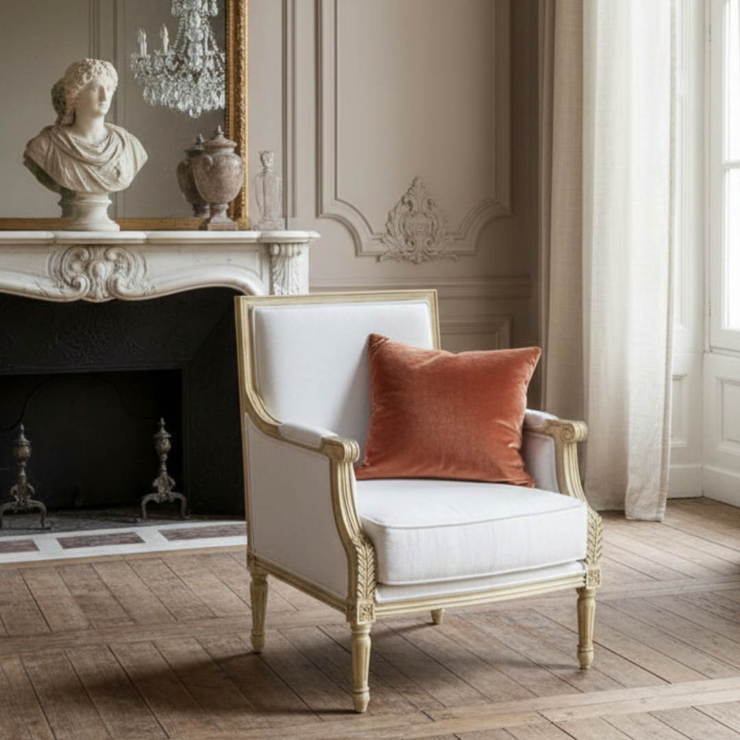 The Luxembourg Armchair (White Linen)