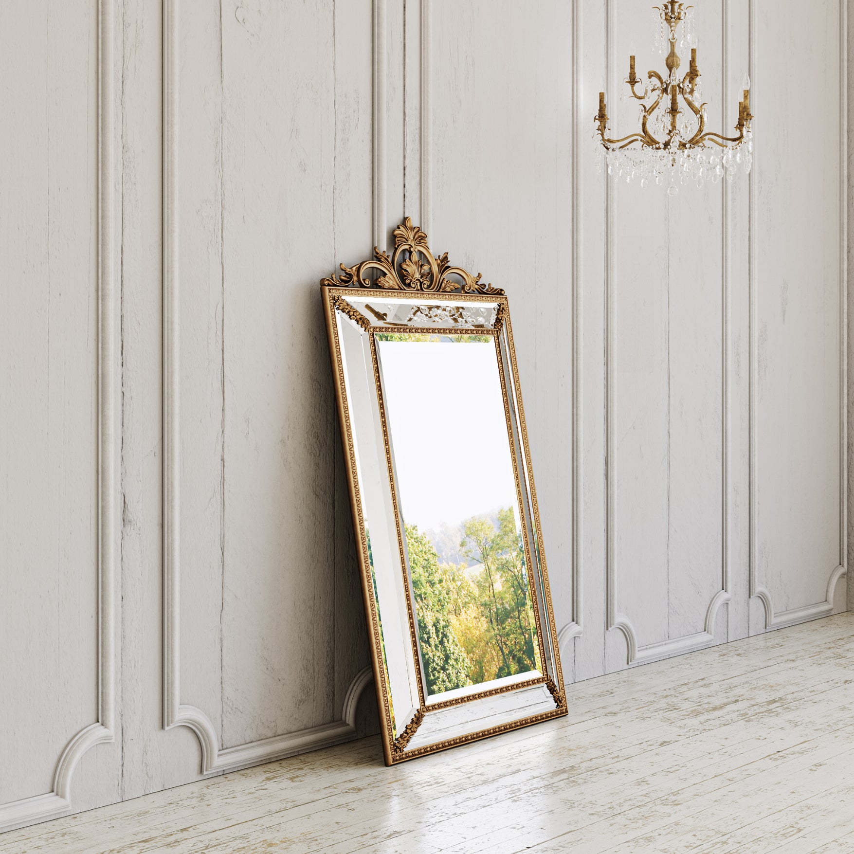 Villecerf Mirror, French Gilt Gold Mirror with Intricate Carvings-Manoir