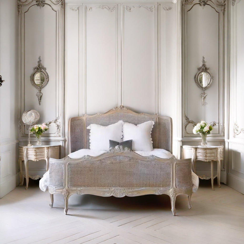 La Reine King Bed Frame | Elegant French Cane Bed | Luxury Hand-Carved ...