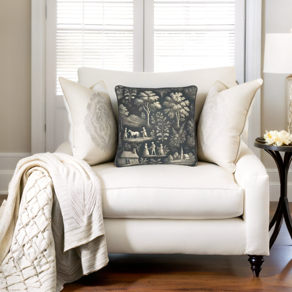 Soft Furnishings - Dark Grey Toile Cushions - Square